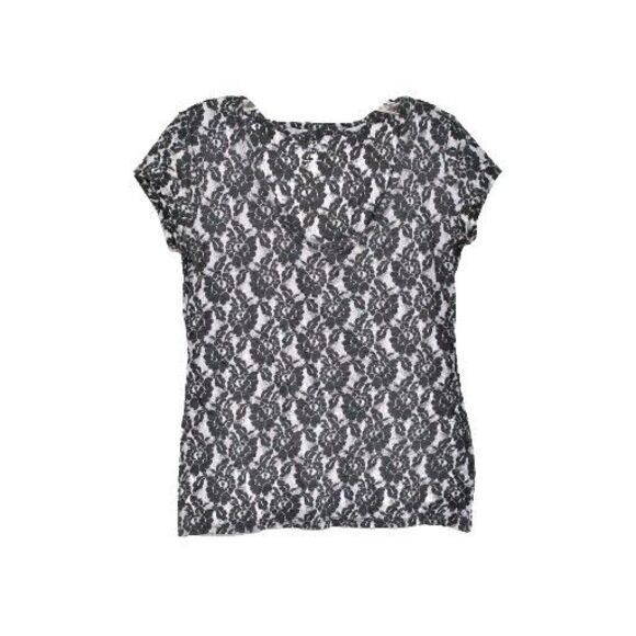New York and Co Women's M Fitted Knit Top T Shirt Blouse Black and Grey - Picture 1 of 3
